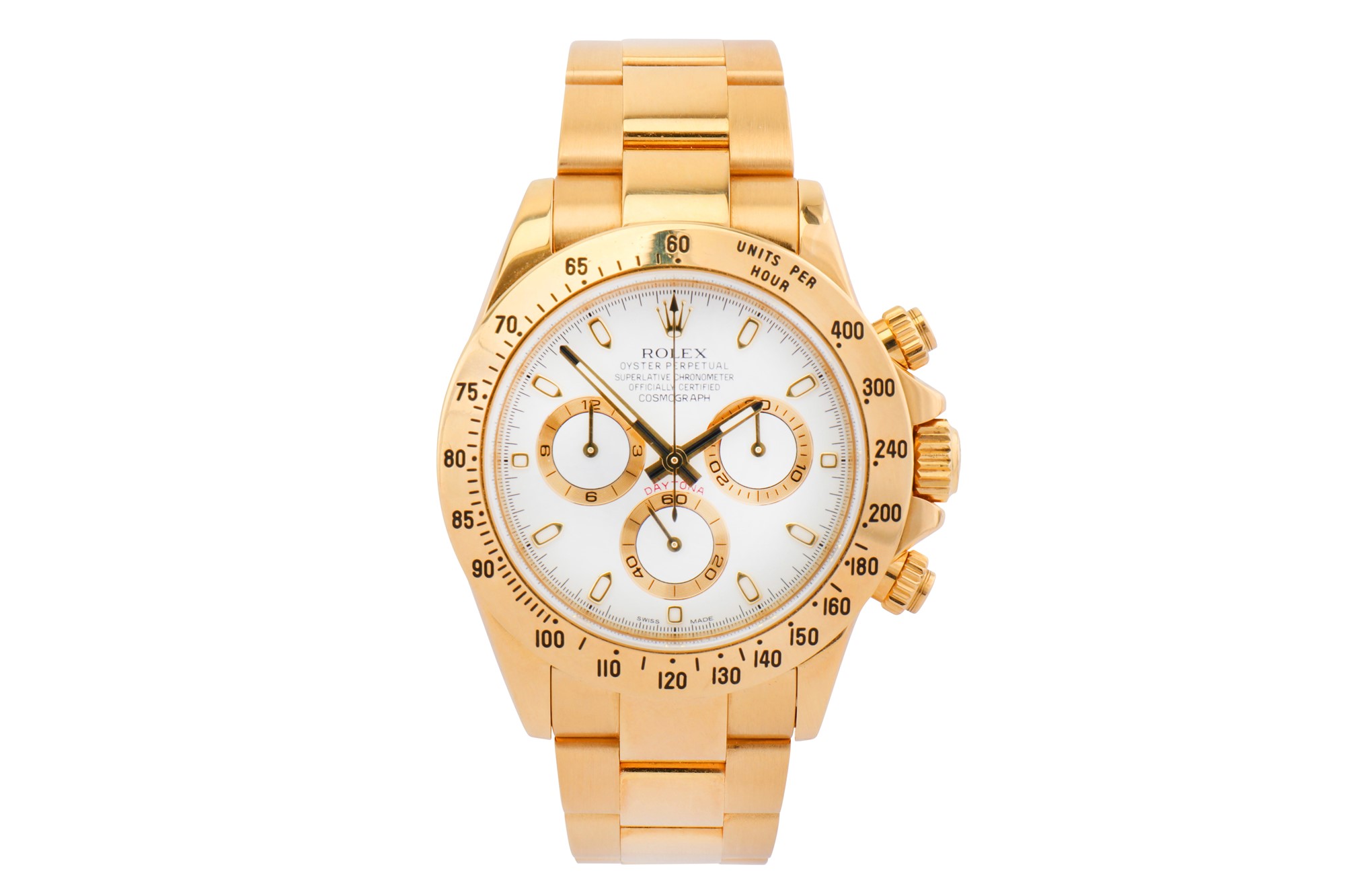 A Rolex men's 18k yellow gold automatic chronograph bracelet watch 